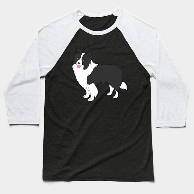 Border Collie Baseball T-Shirt by Adastumae